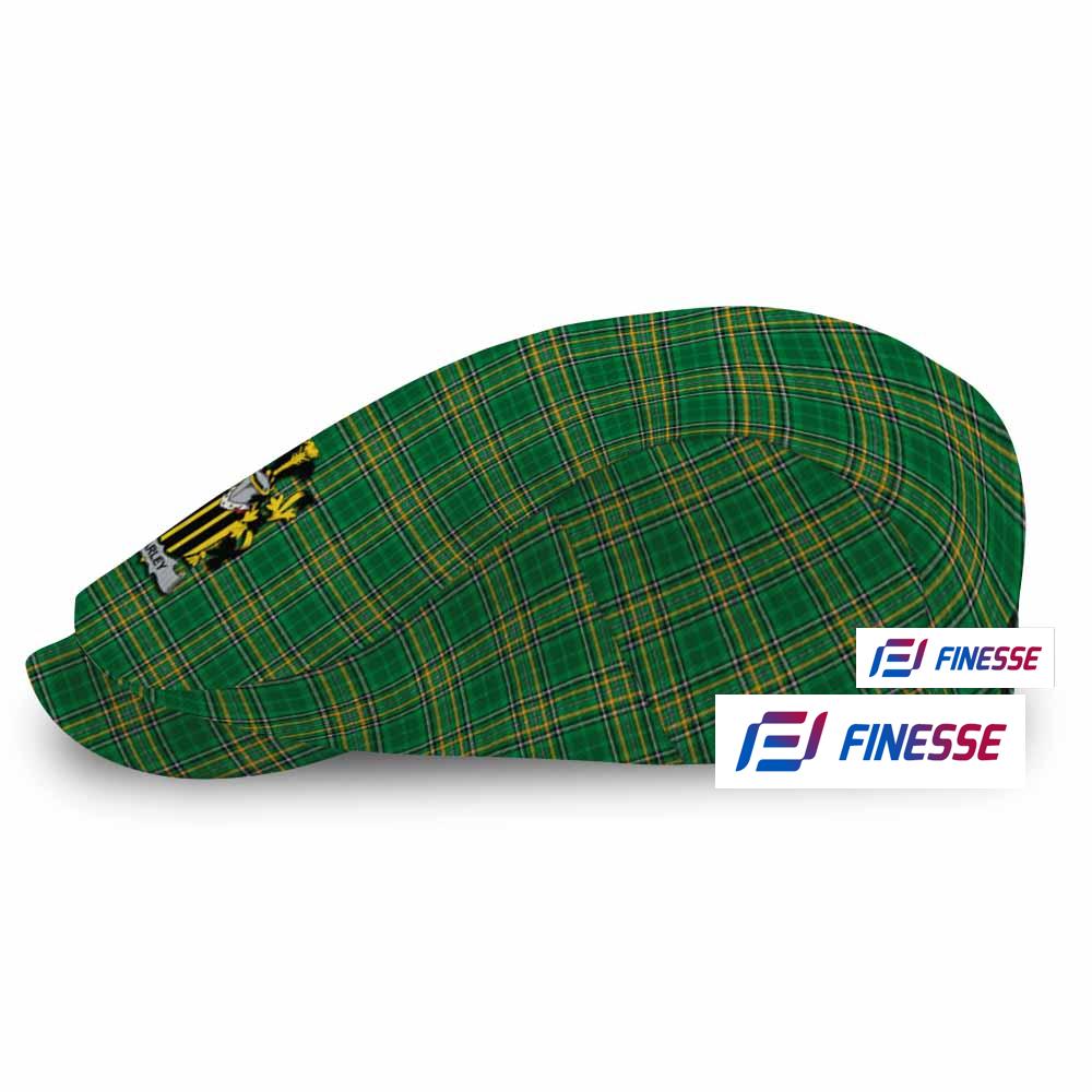 Farley Irish Clan Tartan Jeff Hat, Tartan Flat Cap with Coat of Arm