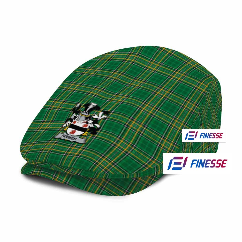 Farmer Irish Clan Tartan Jeff Hat, Tartan Flat Cap with Coat of Arm
