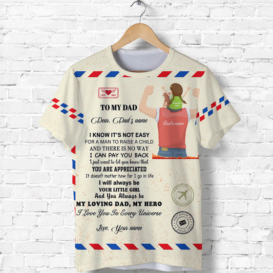 Custom Father Day Letter From Daughter Simple Style T Shirt