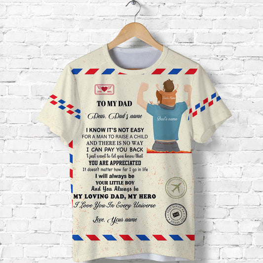 Custom Father Day Letter From Son Simple Style T Shirt