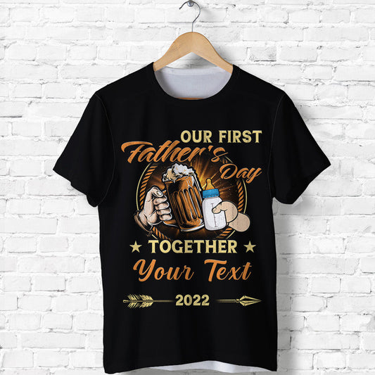 Custom Father Day Our First Father Day Simple Style Black T Shirt
