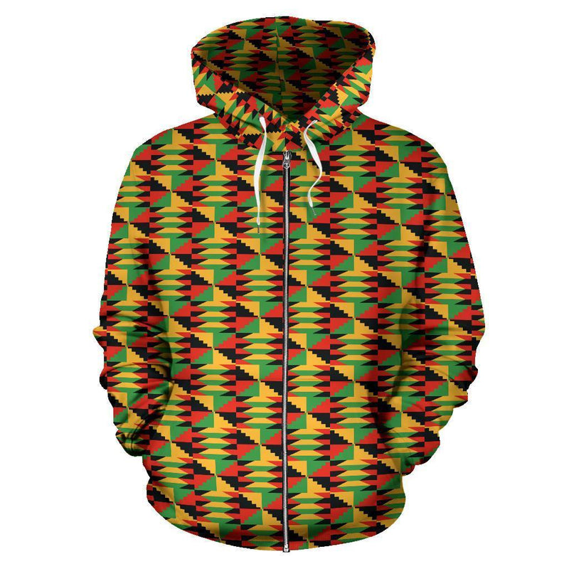 African Kente Zip Hoodie Ghana Hoodie