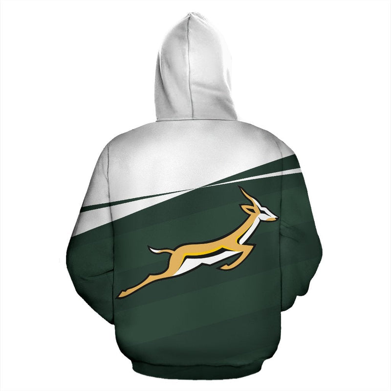 African South Africa Springbok Zip Up Hoodie Vivian Style Hoodie