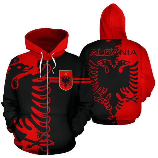 Albania Flag Zip Up Mystic Hoodie
