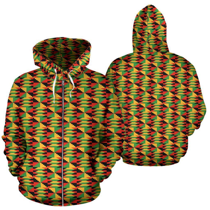 African Kente Zip Hoodie Ghana Hoodie