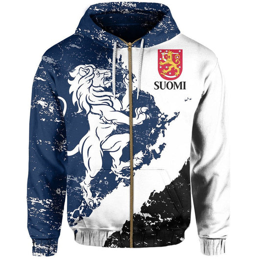 (Suomi) Finland Lion On Top Zipper
