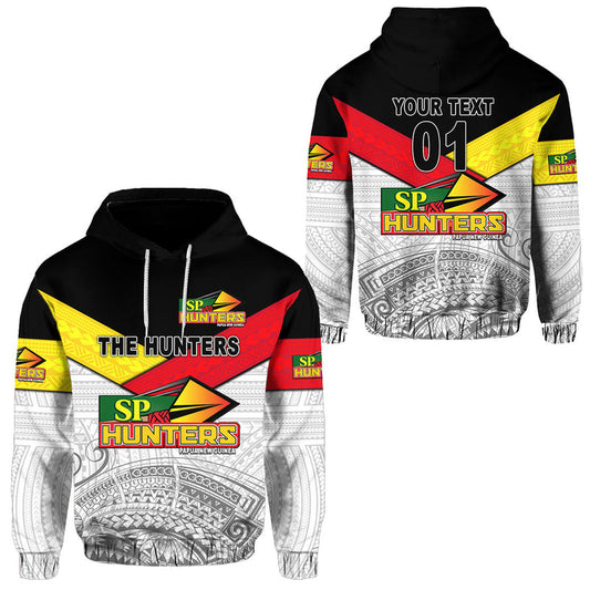Custom Papua New Guinea SP Hunters Rugby Original Style White, Custom Text and Number Hoodie