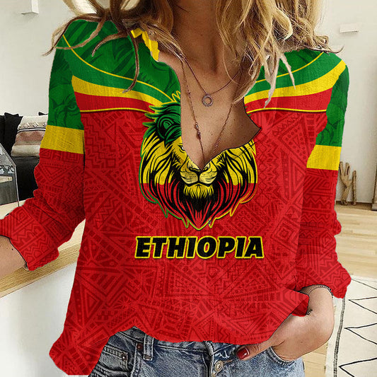 Ethiopia Lion Of Judah Flag Style Special Version Women Casual Shirt