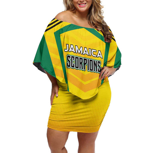 Custom Cricket Jamaica Scorpions We Made Legends Off Shoulder Short Dress