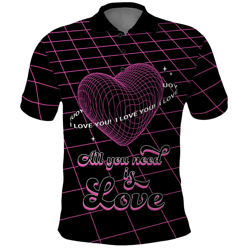All You Need is Love Valentine Day Geometry Wireframe Style Polo Shirt