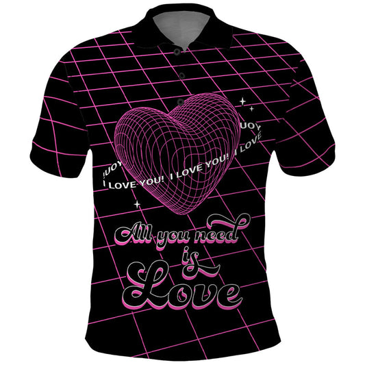 All You Need is Love Valentine Day Geometry Wireframe Style Polo Shirt