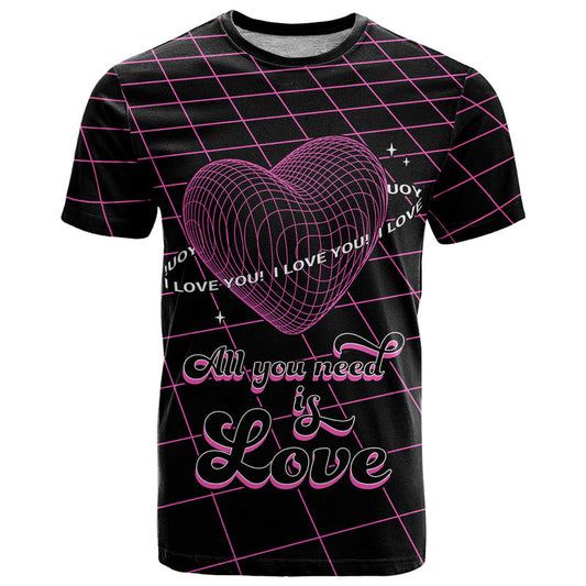 All You Need is Love Valentine Day Geometry Wireframe Style T Shirt