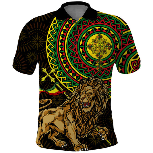 Ethiopia National Day Lion Of Judah African Pattern Polo Shirt