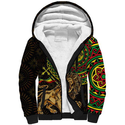 Ethiopia National Day Lion Of Judah African Pattern Sherpa Hoodie
