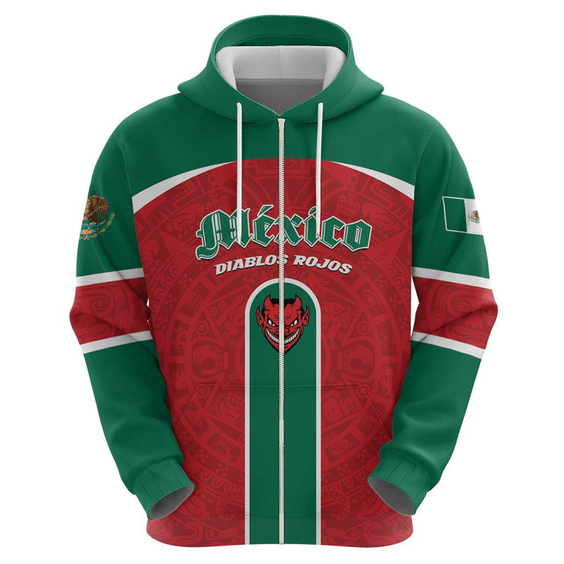 Custom Baseball Mexico Diablos Rojos Red Devils Aztec Pattern Hoodie