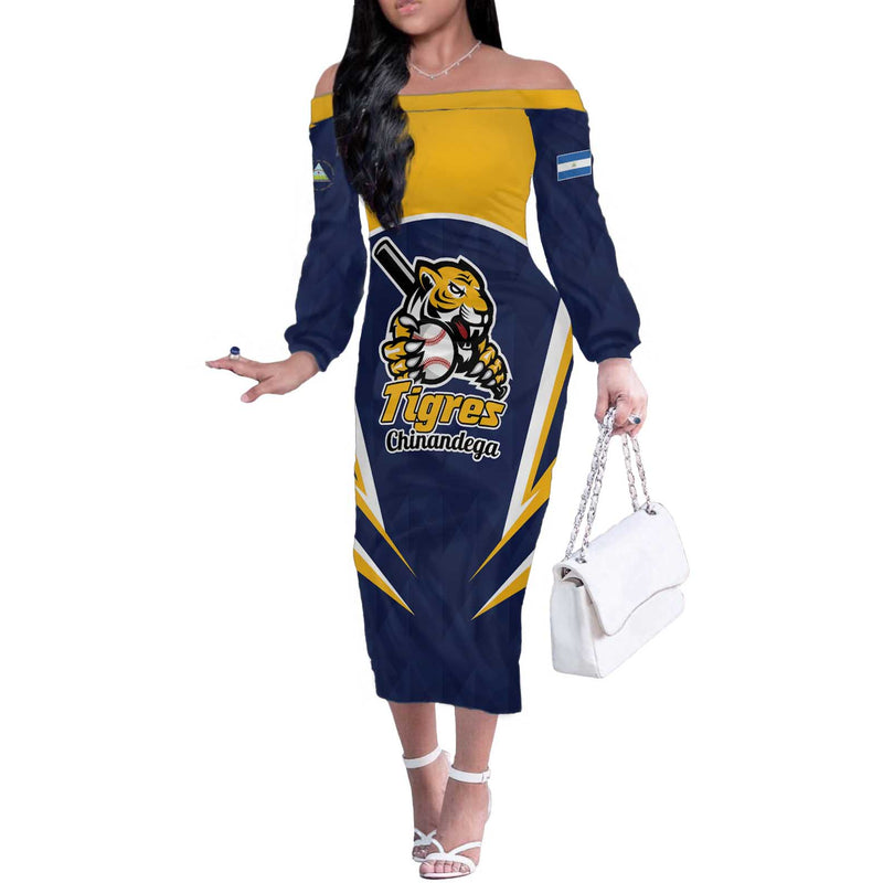 Custom Baseball Tigres Chinandega Go Nicaragua Boys Off The Shoulder Long Sleeve Dress