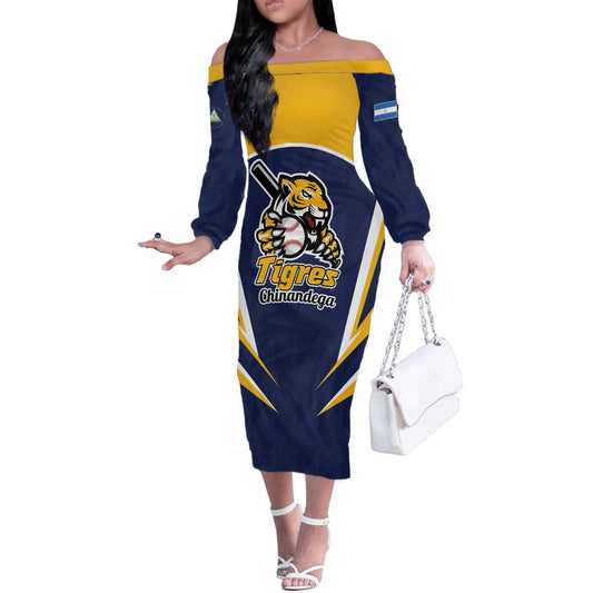 Custom Baseball Tigres Chinandega Go Nicaragua Boys Off The Shoulder Long Sleeve Dress