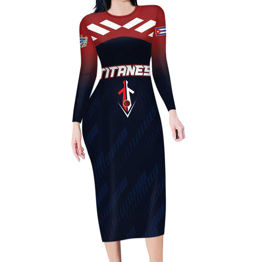 Custom Baseball Titanes Florida Puerto Rico Boys Come On Long Sleeve Bodycon Dress