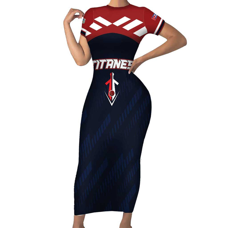 Custom Baseball Titanes Florida Puerto Rico Boys Come On Short Sleeve Bodycon Dress