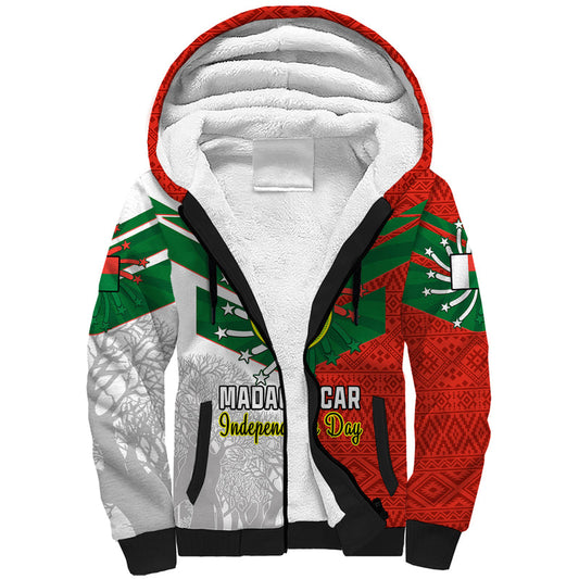 26 June Madagascar Independence Day Baobab Mix African Pattern Sherpa Hoodie