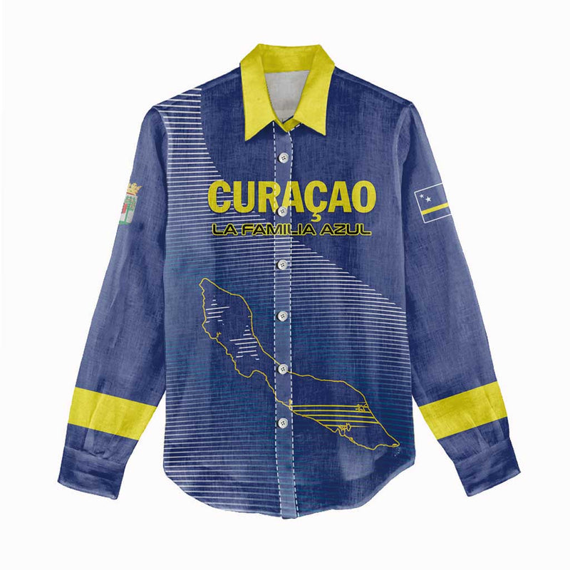 Custom Curacao Football La Familia Azul Go Champion Women Casual Shirt