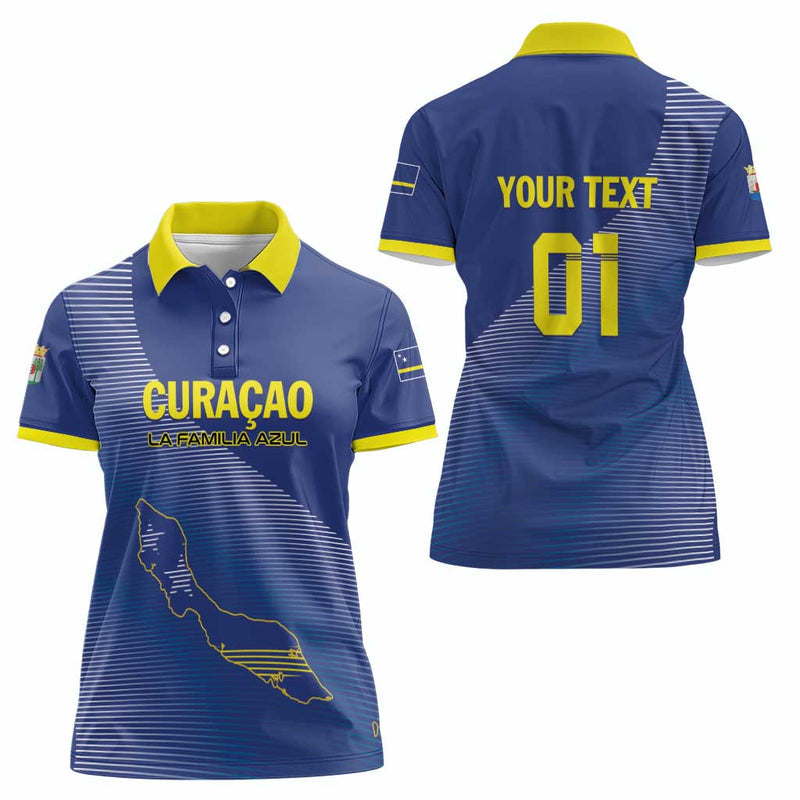 Custom Curacao Football La Familia Azul Go Champion Women Polo Shirt