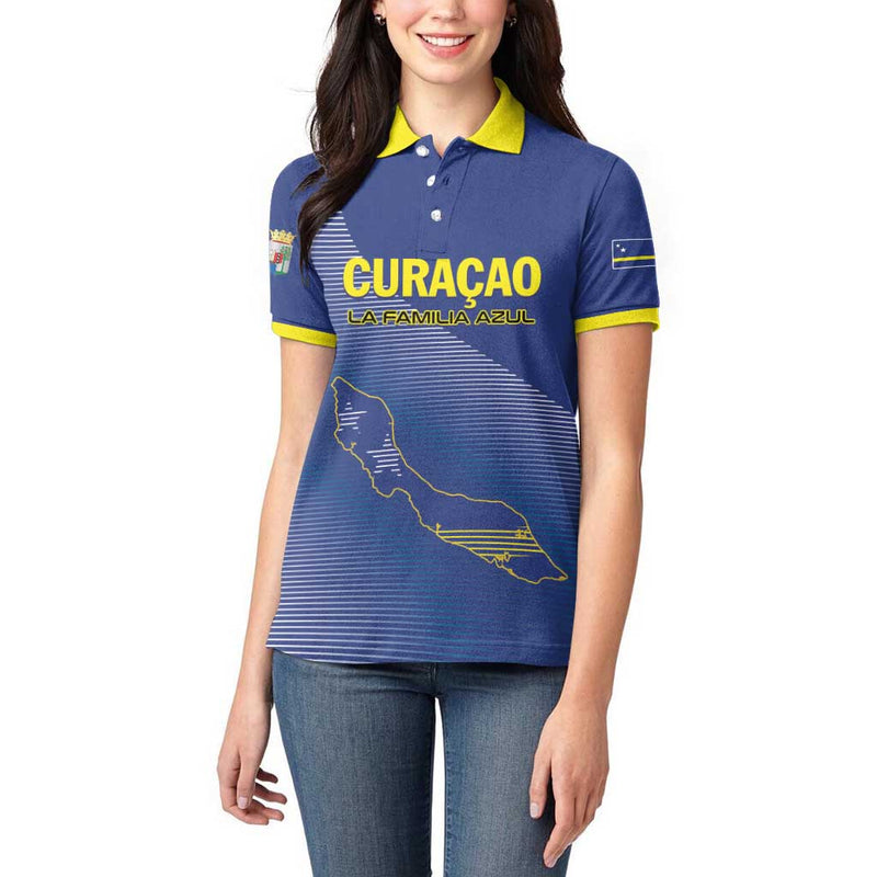 Custom Curacao Football La Familia Azul Go Champion Women Polo Shirt