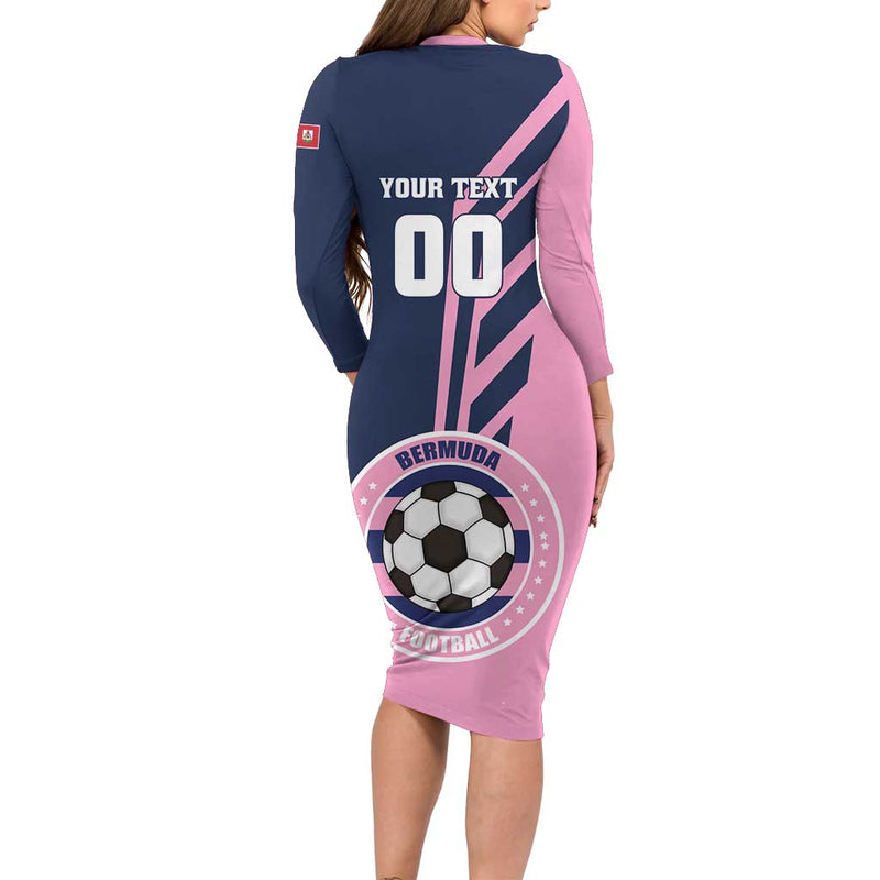 Custom Bermuda Football Come On Gombey Warriors Long Sleeve Bodycon Dress