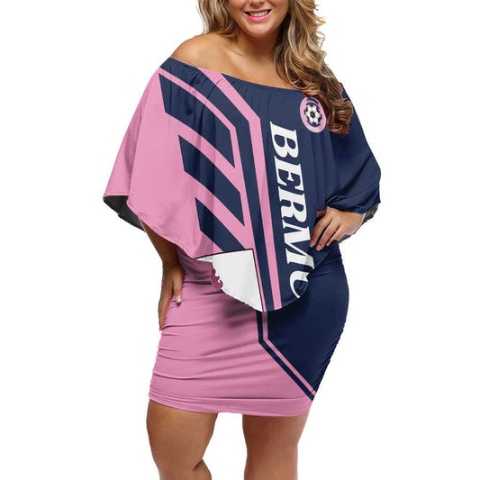 Custom Bermuda Football Come On Gombey Warriors Off Shoulder Short Dress