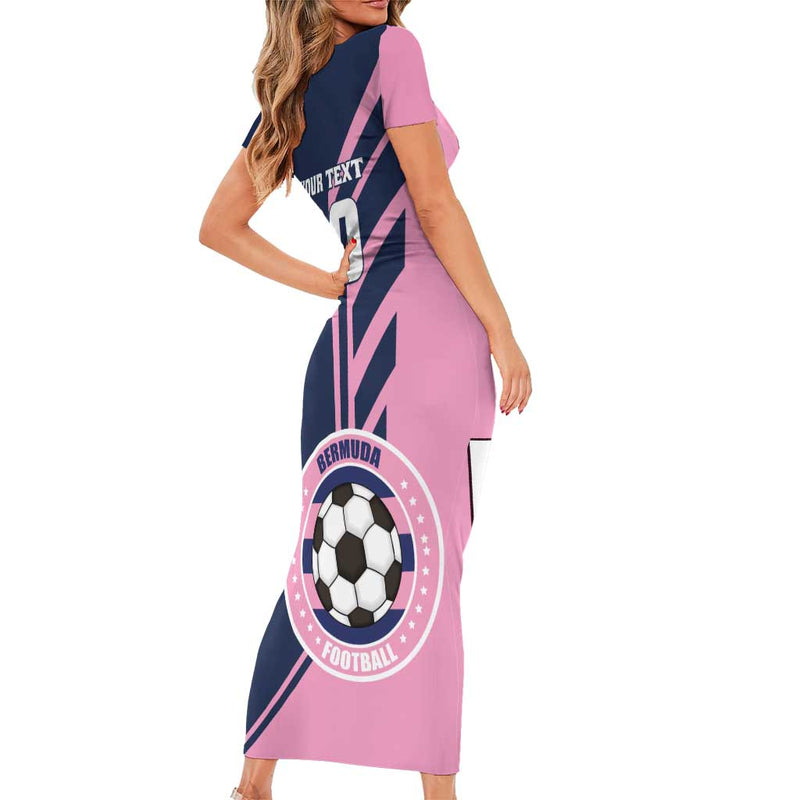 Custom Bermuda Football Come On Gombey Warriors Short Sleeve Bodycon Dress