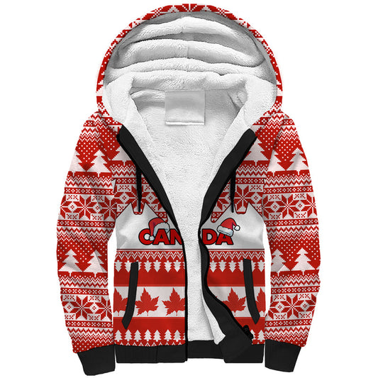 Custom Canada Christmas Maple Leaf Unique Style Sherpa Hoodie