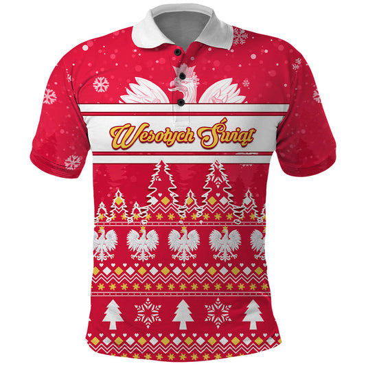 Custom Poland Christmas Wesolych Swiat Polish Eagle Polo Shirt
