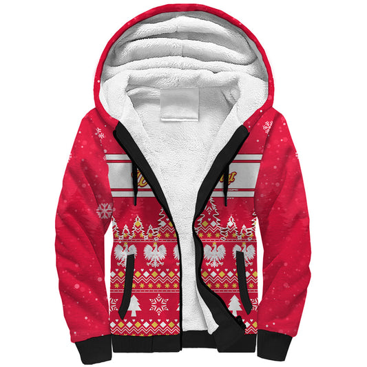 Custom Poland Christmas Wesolych Swiat Polish Eagle Sherpa Hoodie