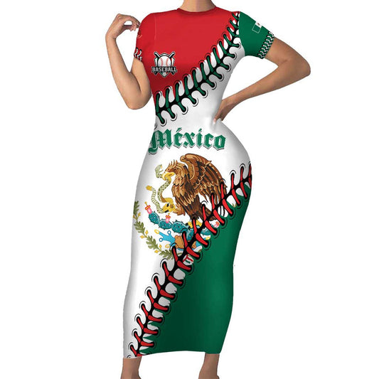 Custom Baseball Mexico Come On Mexican Team Short Sleeve Bodycon Dress