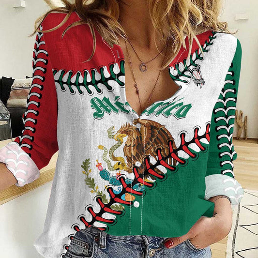 Custom Baseball Mexico Come On Mexican Team Women Casual Shirt