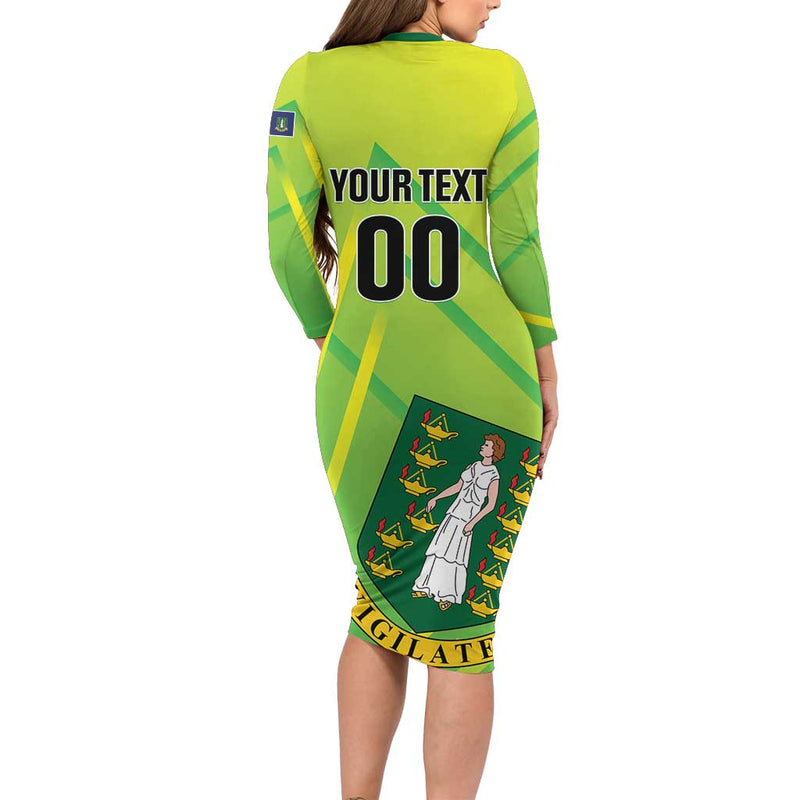 Custom British Virgin Islands Football Come On The Nature Boys Long Sleeve Bodycon Dress