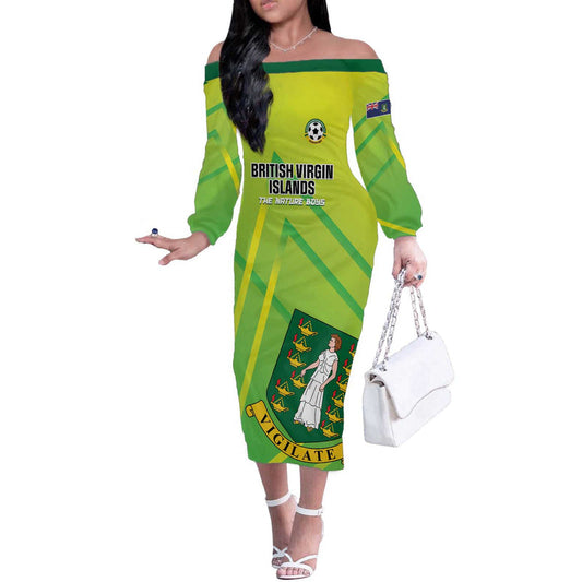 Custom British Virgin Islands Football Come On The Nature Boys Off The Shoulder Long Sleeve Dress