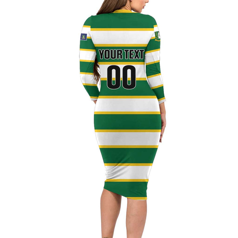 Custom British Virgin Islands Rugby Team Bvi Go Champions Long Sleeve Bodycon Dress