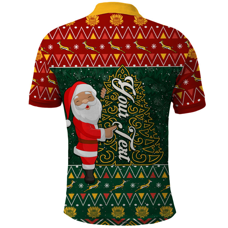 Custom South Africa Christmas Geseende Kersfees Santa Claus African Pattern Polo Shirt