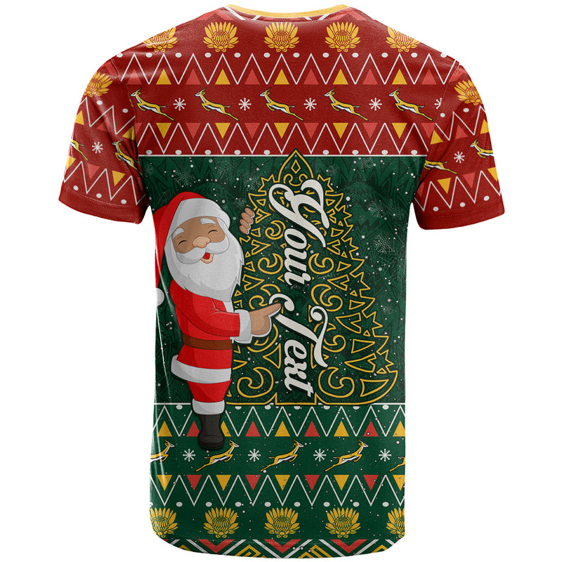 Custom South Africa Christmas Geseende Kersfees Santa Claus African Pattern T Shirt