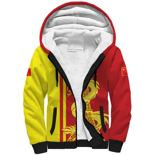 Custom China Chinese Dragon With Eiffel Tower Sherpa Hoodie