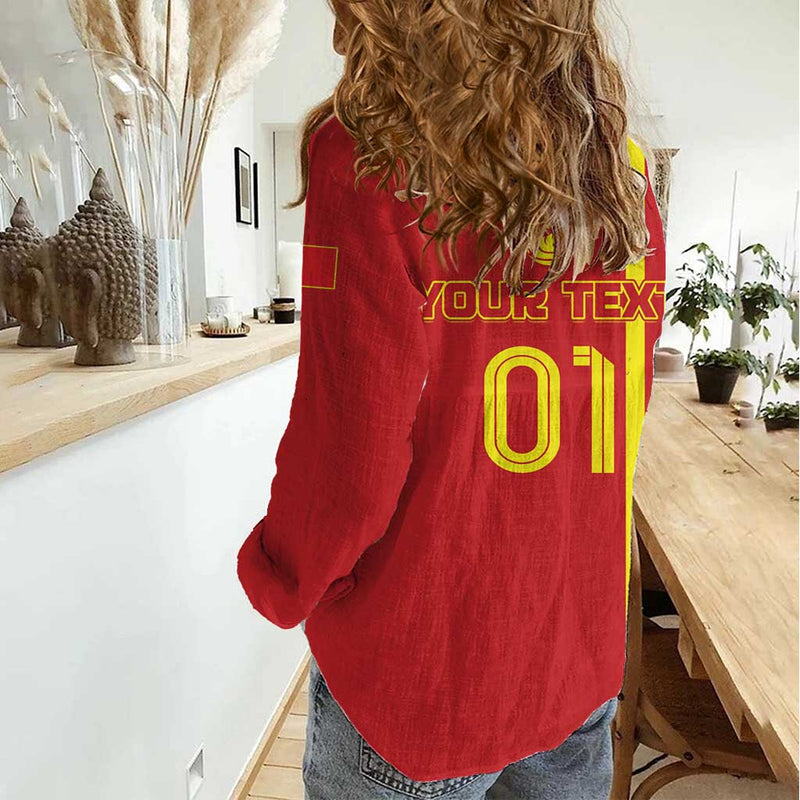 Custom China Chinese Dragon With Eiffel Tower Women Casual Shirt
