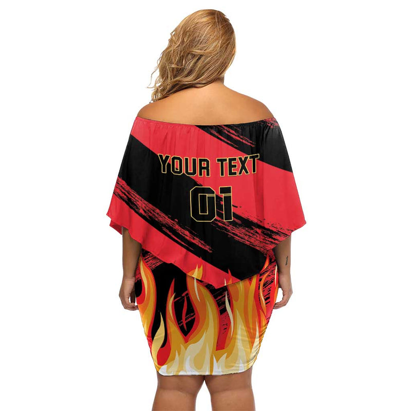 Custom Belgium 2024 Football Go De Rode Duivels Off Shoulder Short Dress