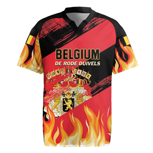 Custom Belgium 2024 Football Go De Rode Duivels Rugby Jersey