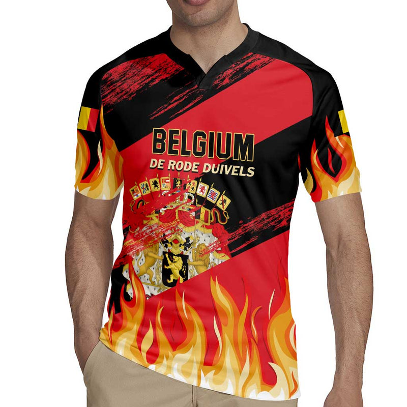 Custom Belgium 2024 Football Go De Rode Duivels Rugby Jersey