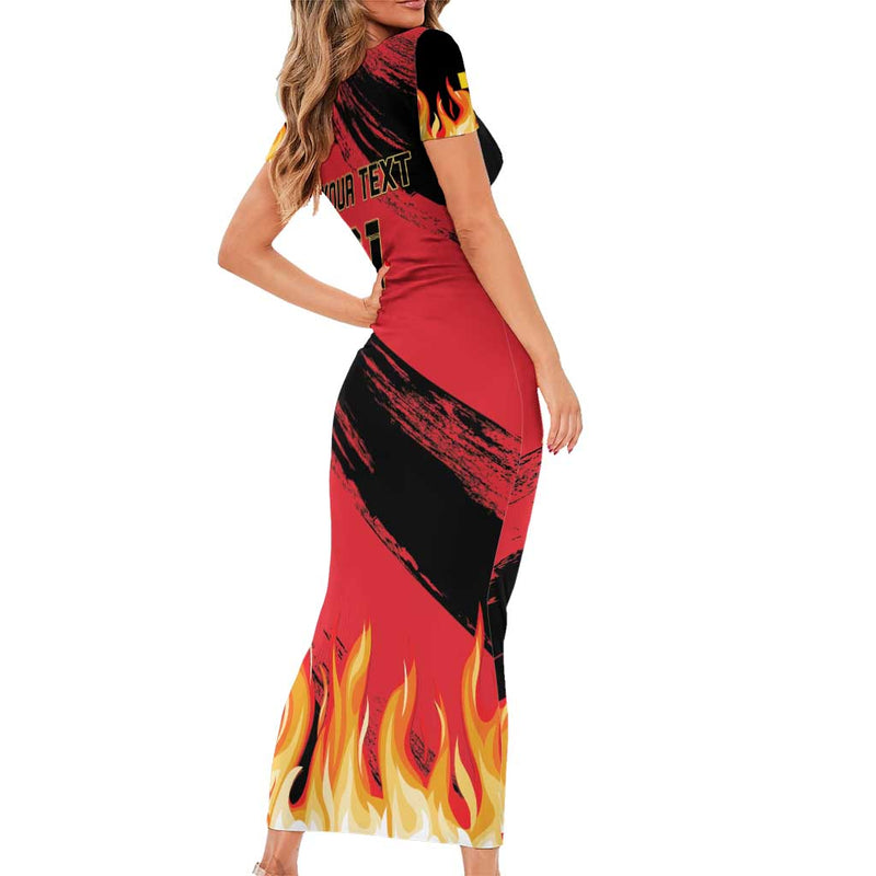 Custom Belgium 2024 Football Go De Rode Duivels Short Sleeve Bodycon Dress