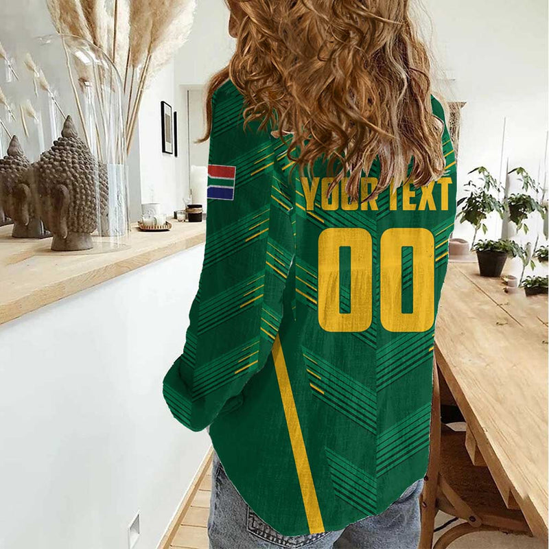 Custom South Africa Cricket SA Protea Woza Nawe Women Casual Shirt