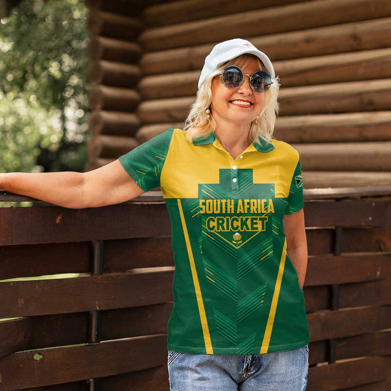 Custom South Africa Cricket SA Protea Woza Nawe Women Polo Shirt