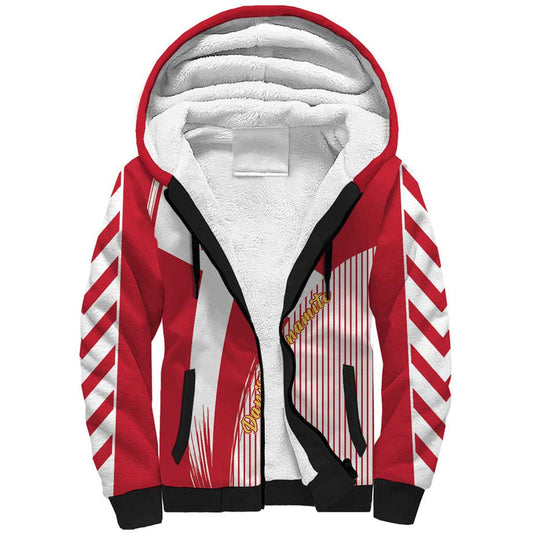 Custom Danmark 2024 Football We are Red We are White We are Danish Dynamite Sherpa Hoodie