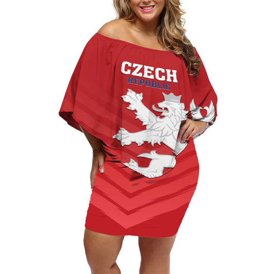 Custom Czech Republic 2024 Football Jeden Tym Jeden Cil Czechia Off Shoulder Short Dress